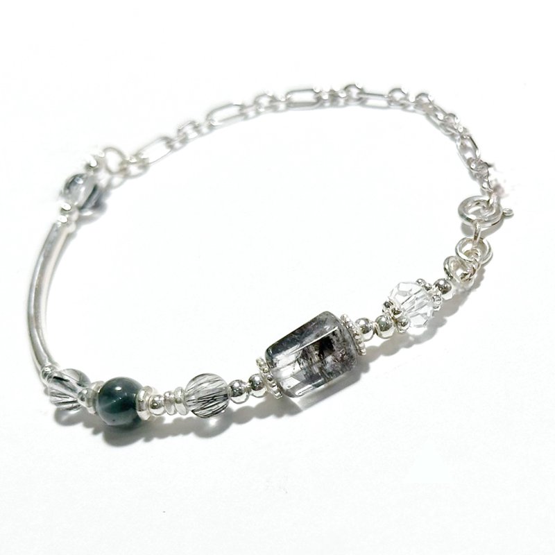 Multi-layered style-Galaxy light and shadow-sterling silver bracelet - ผ้าพันคอ - คริสตัล สีดำ