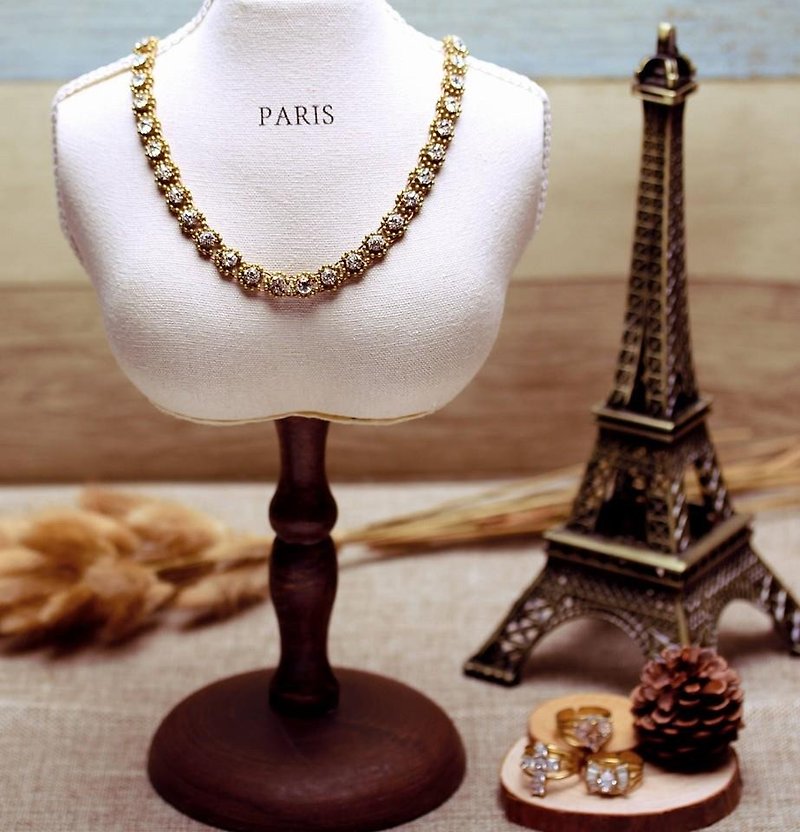 Vintage Brass Gemstone Necklace - Necklaces - Gemstone Gold
