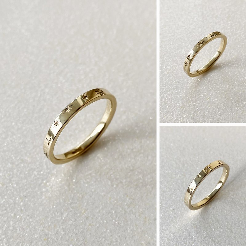 Other Materials General Rings Gold - Celestial solid 14k gold ring with stars, Galaxy ring, Starry solid gold ring