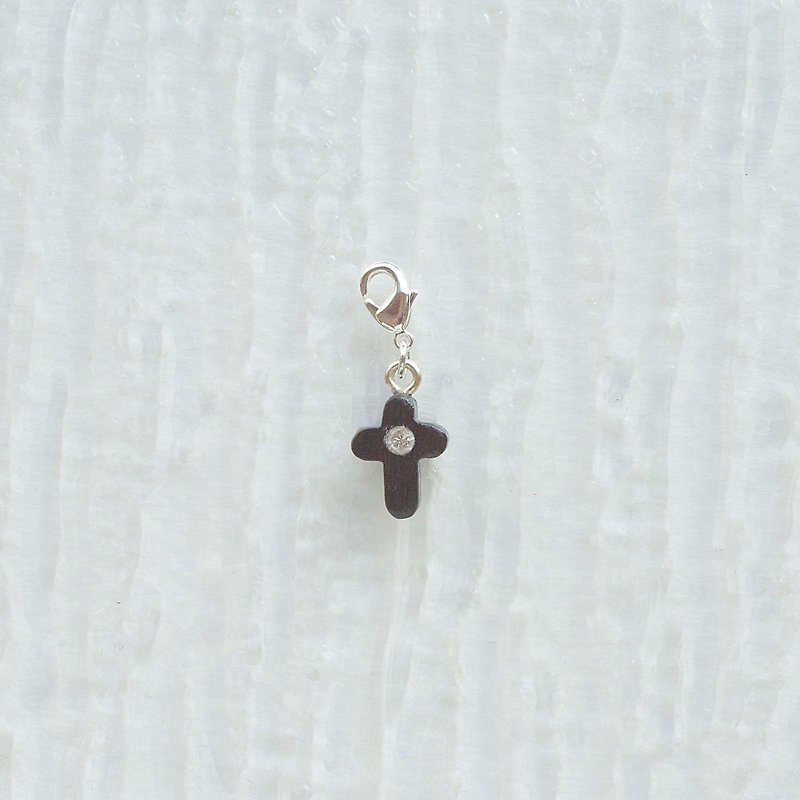 Tiny Cross  wooden charm - Charms - Wood Brown