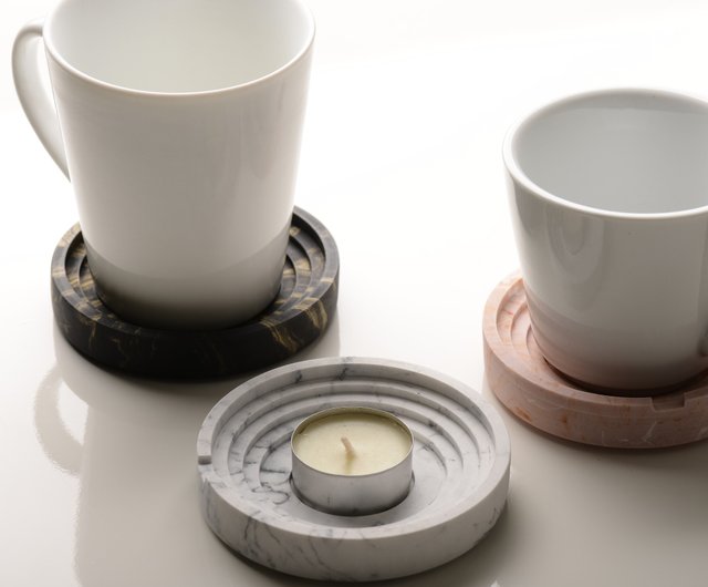 リサイクル大理石。コースター。燭台。ホワイト - ショップ CHANZ