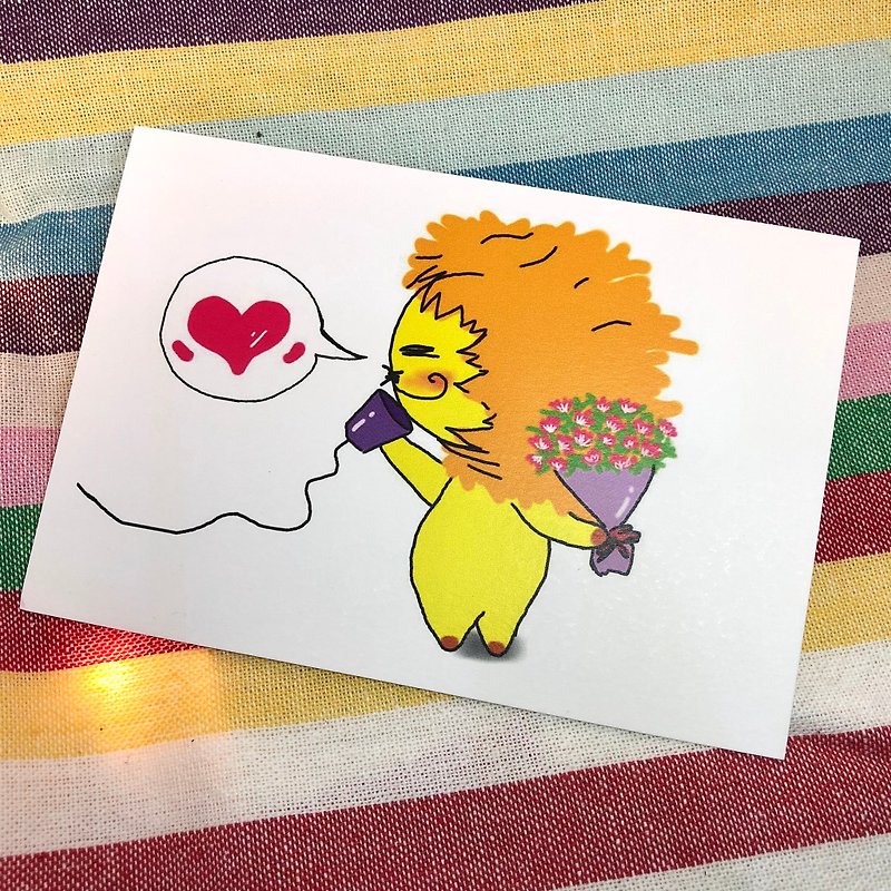 KaaLeo Postcard - Private Message Lion Lion ライオン - การ์ด/โปสการ์ด - กระดาษ สีแดง