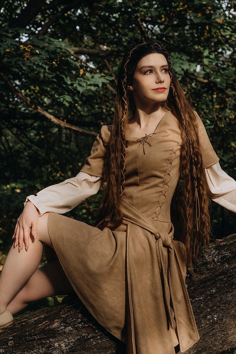 Princess Leia Organa Ewok Village dress - Star Wars cosplay - Made to order - 禮服/小禮服 - 聚酯纖維 卡其色
