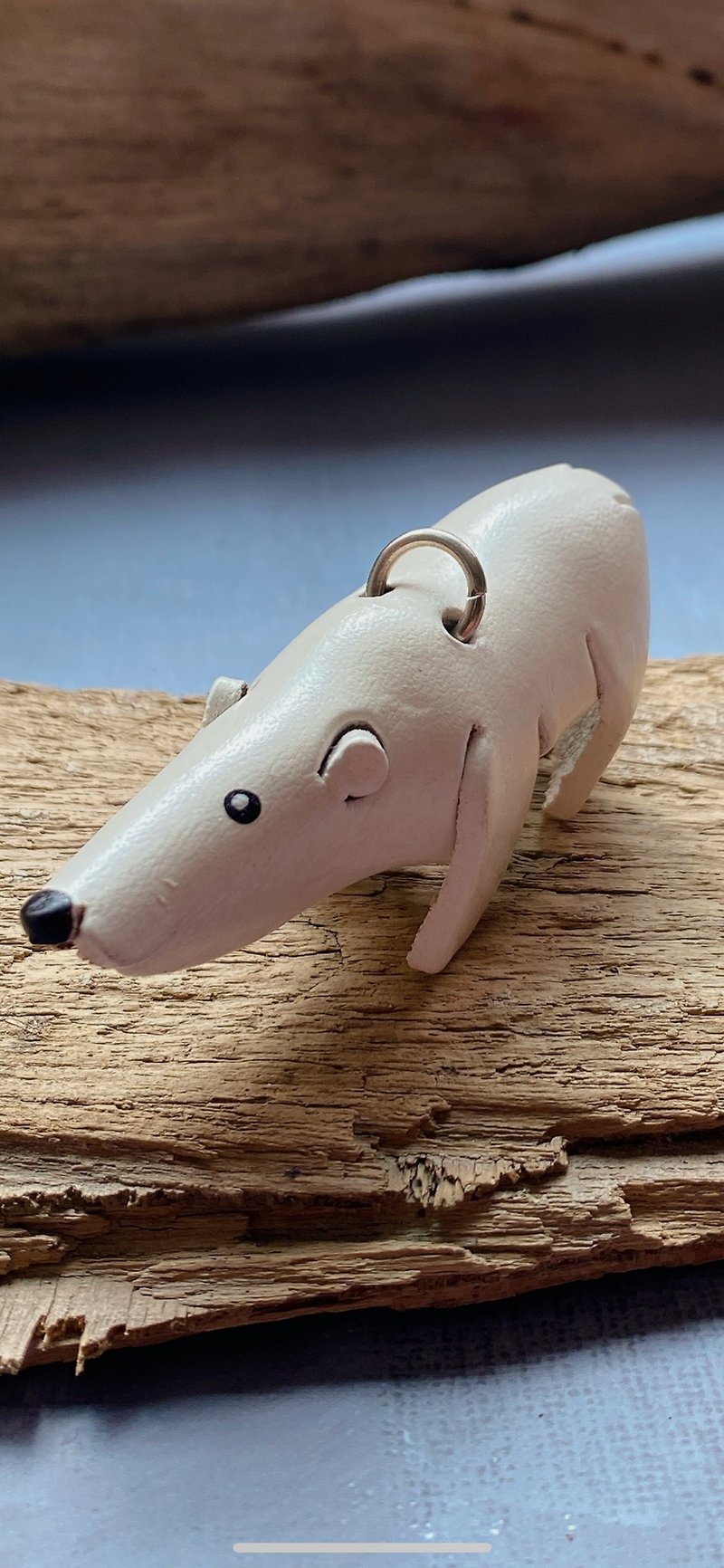 Leather carving products---polar bear - Keychains - Genuine Leather Multicolor