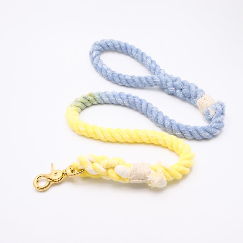 COTTON DOG LEASHES - BLUE/YELLOW - Collars & Leashes - Cotton & Hemp Multicolor