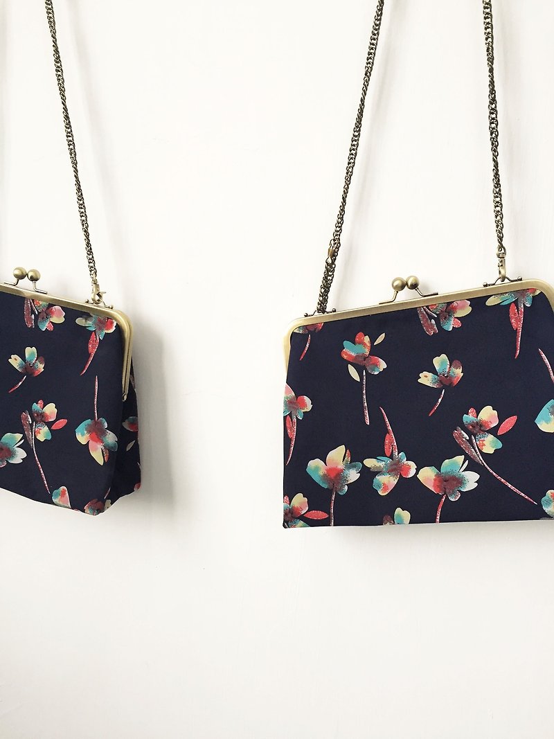 blue flowers clasp frame bag/with chain/ cosmetic bag / shoulder bag  / portable package - Messenger Bags & Sling Bags - Polyester 