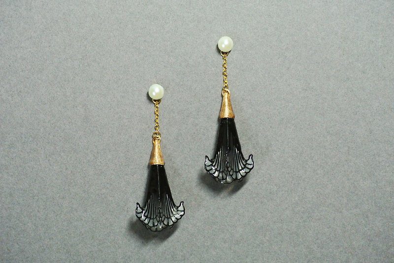 Black Datura Flower Earrings - Earrings & Clip-ons - Paper Black