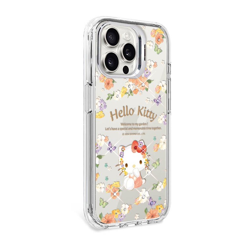 Sanrio iPhone full range of shockproof dual-material invisible stand color diamond phone case-Fragrant Katie - เคส/ซองมือถือ - วัสดุอื่นๆ หลากหลายสี