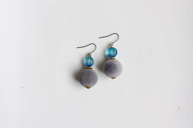 Happy Feet Glass Wool Ball Stud Earrings - Earrings & Clip-ons - Gemstone Blue