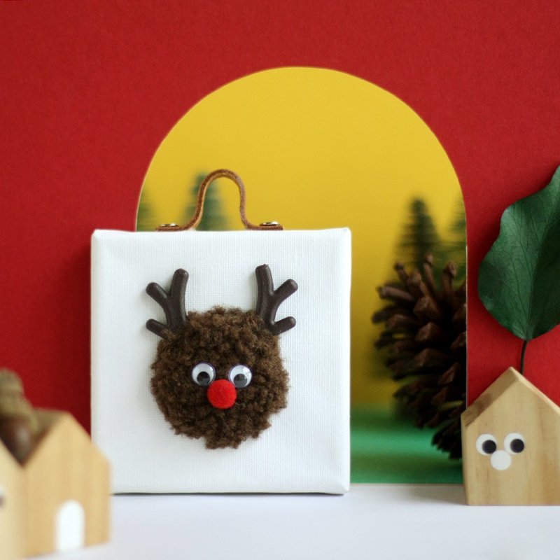 Christmas mini three-dimensional hanging painting - ของวางตกแต่ง - วัสดุอื่นๆ สีนำ้ตาล