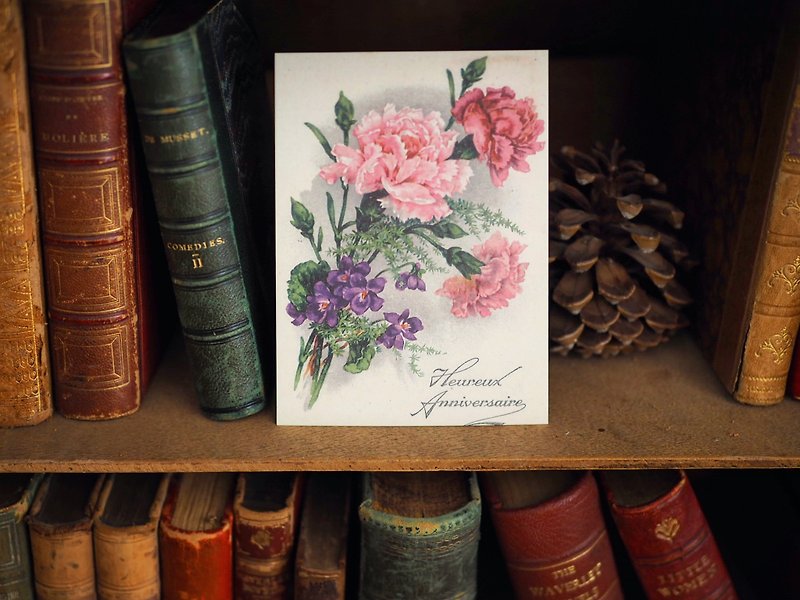 法國百年花卉 復刻版明信片 N款 - 心意卡/卡片 - 紙 多色