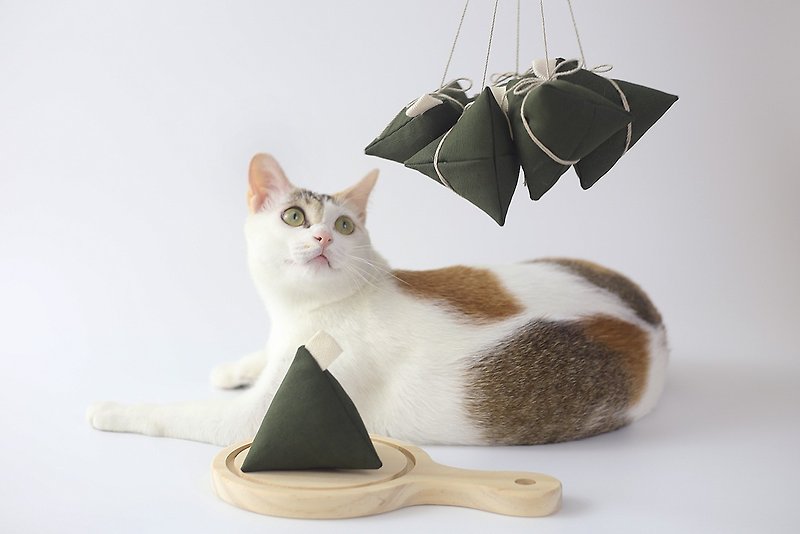 Zongzi Zongxie Dragon Boat Festival Handmade Cat Grass Toys Can Be Washed and Reused - Pet Toys - Cotton & Hemp Green