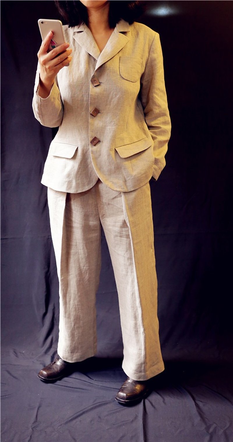 服の色のリネンズボンオリジナルデザインの間のモーメント布を[スロー] - パンツ レディース - コットン・麻 