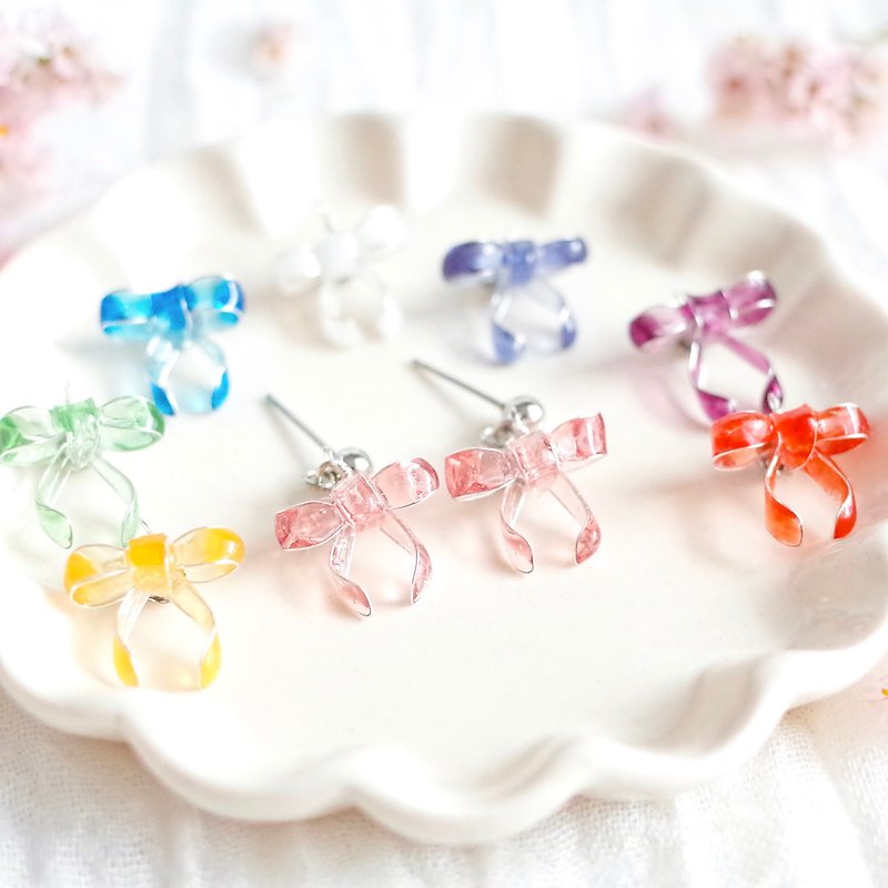 8 colors to choose Ribbon Candy Earrings/ Clip-On