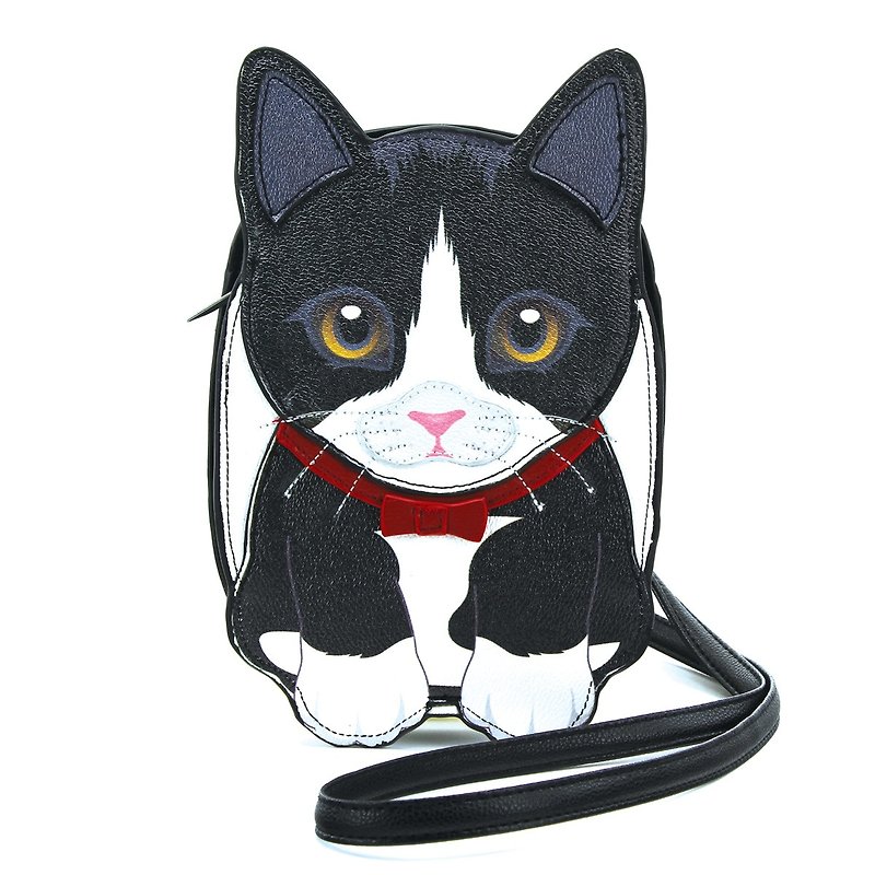 Tuxedo Cat Cross Body Bag - กระเป๋าแมสเซนเจอร์ - หนังเทียม สีดำ