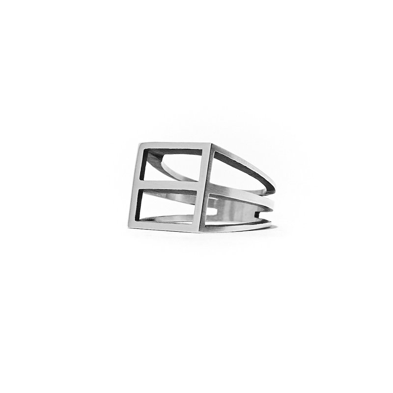 Bold line frame ring - General Rings - Sterling Silver Silver