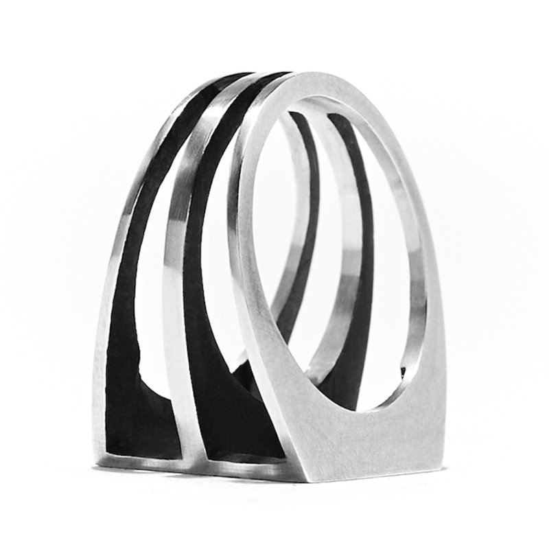 Bold line frame ring - 戒指 - 純銀 銀色