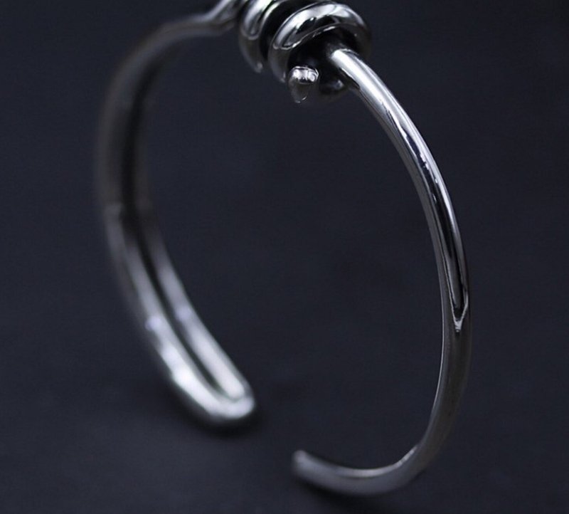 925 Sterling Silver Unisex Jewelry Sets Entangled Twist Open Bangles Asymmetric - 戒指 - 銀 銀色