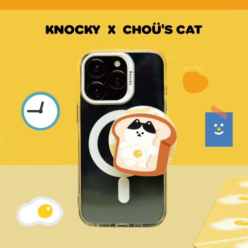 Zhou's Meow Meow co-branded model | MagSafe magnetic mobile phone holder [Lying Toast Cat] - Phone Accessories - Other Materials Brown