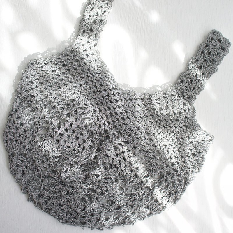 Ba-ba handmade Openwork knitting multi bag No.MB13 - 手提包/手提袋 - 其他材質 銀色