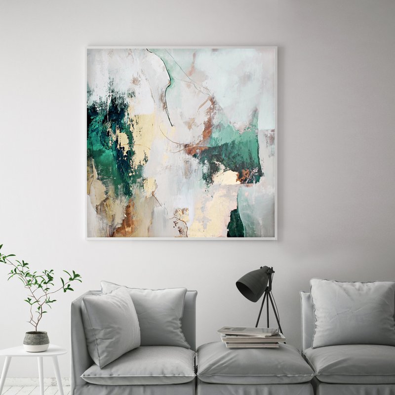 Green Gold Painting |  Green Gold Abstract | Green Gold Art | Green Sobriety - Wall Décor - Cotton & Hemp 