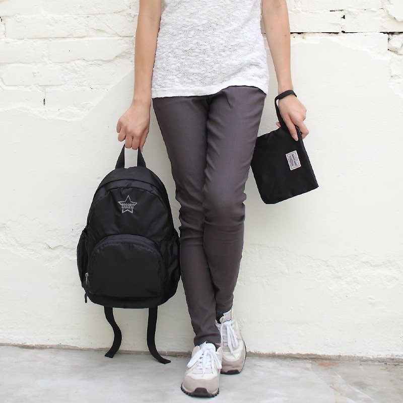 Mini water resistant backpack(12'' Laptop OK)-Black_100180-00 - กระเป๋าเป้สะพายหลัง - วัสดุกันนำ้ สีดำ
