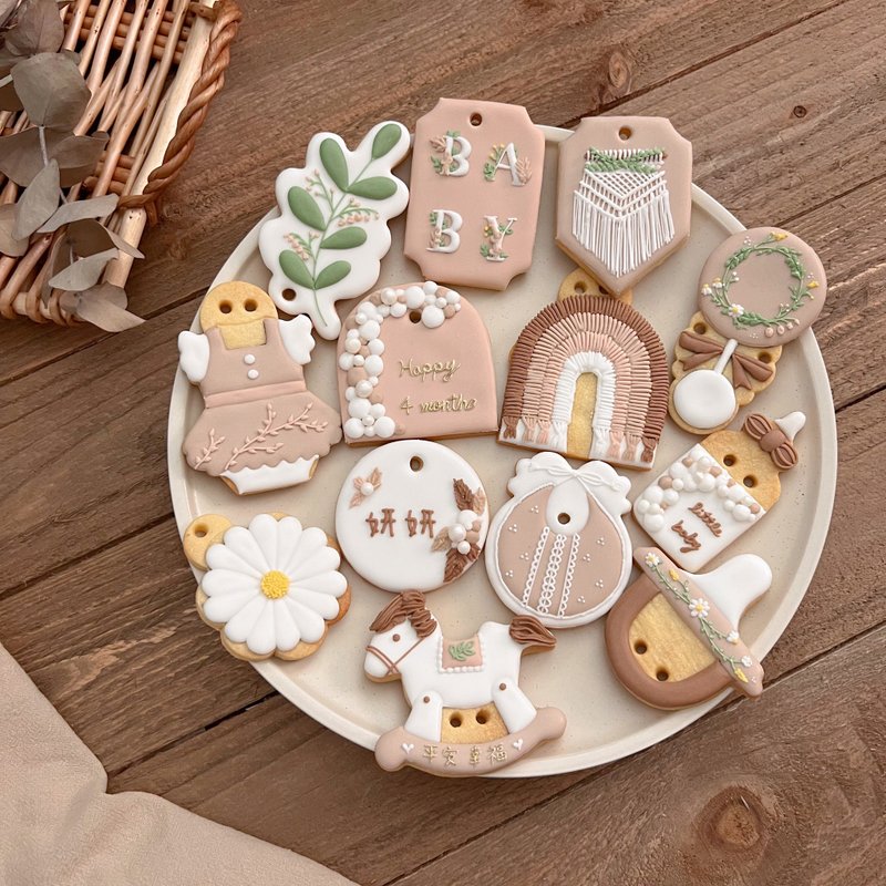boho style frosting biscuits - Handmade Cookies - Fresh Ingredients Multicolor