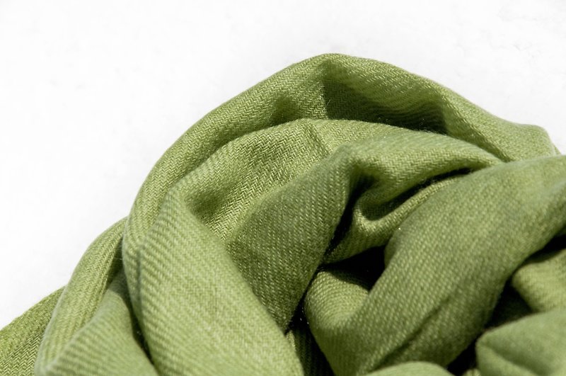 ขนแกะ ผ้าพันคอถัก สีเขียว - Cashmere/cashmere scarf/pure wool scarf shawl/ring cashmere shawl-matcha green tea