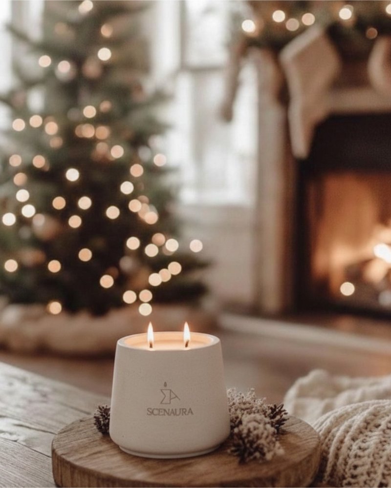 【SCENAURA】Limited Winter Edition Scented Candle in Handmade Concrete Vessel - Fragrances - Cement 