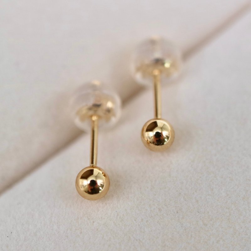 日本直送 日本製 3mm 純18k金耳環 黃金耳針 養耳耳釘 圓形耳釘 - 耳環/耳夾/耳骨夾 - 貴金屬 金色