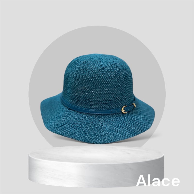 Wavy Belt Hat - Ocean Blue - หมวก - ผ้าฝ้าย/ผ้าลินิน 