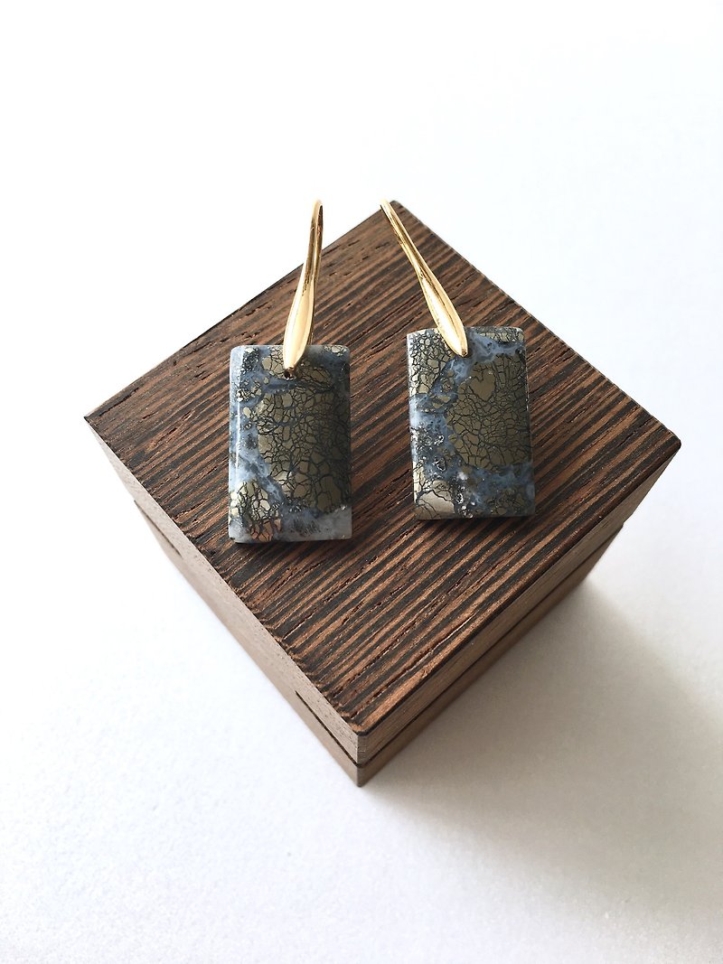 Marcasite Hook-earring brass / gold - Earrings & Clip-ons - Stone Gray