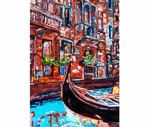 イタリア絵画意大利景观オリジナルアートゴンゴラ絵画ヴェネツィアアートインパストオイルアート
