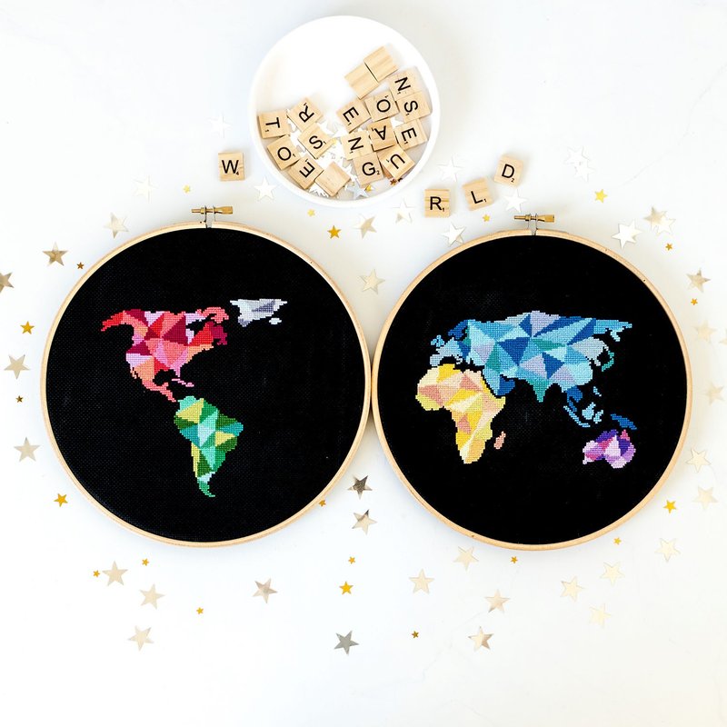 World Map Cross Stitch PDF Pattern 十字繡 - เย็บปัก/ถักทอ/ใยขนแกะ - วัสดุอื่นๆ 