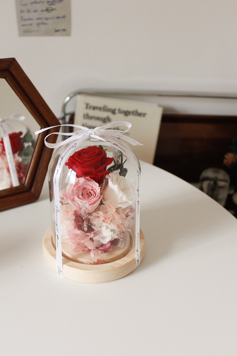 Classic red rose everlasting flower night light - ช่อดอกไม้แห้ง - พืช/ดอกไม้ 