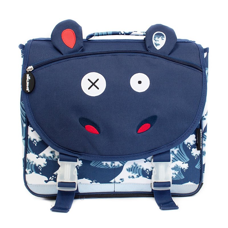 France Les Deglingos-Style Back School Bag (Hippo / Hobo Poetry) - กระเป๋าสะพาย - ผ้าฝ้าย/ผ้าลินิน 