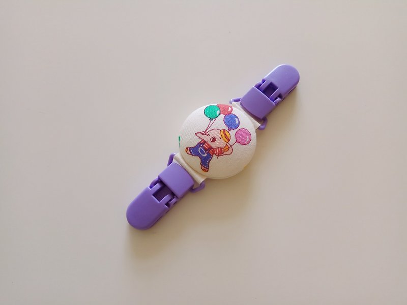 <Violet> Piggy and balloon universal handkerchief folder double-headed clip (double-sided pattern, both sides can be used) - ผ้ากันเปื้อน - ผ้าฝ้าย/ผ้าลินิน สีม่วง