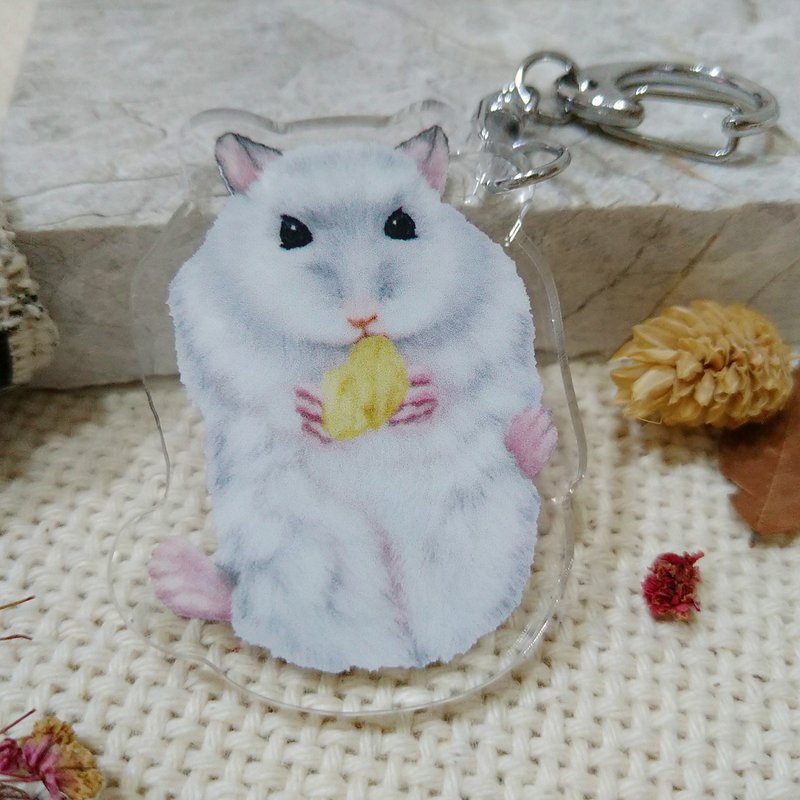 Silver Fox- Acrylic Charm (Key Ring)-Double Sided Pattern-New Manufacturer_Hamster - Keychains - Acrylic 