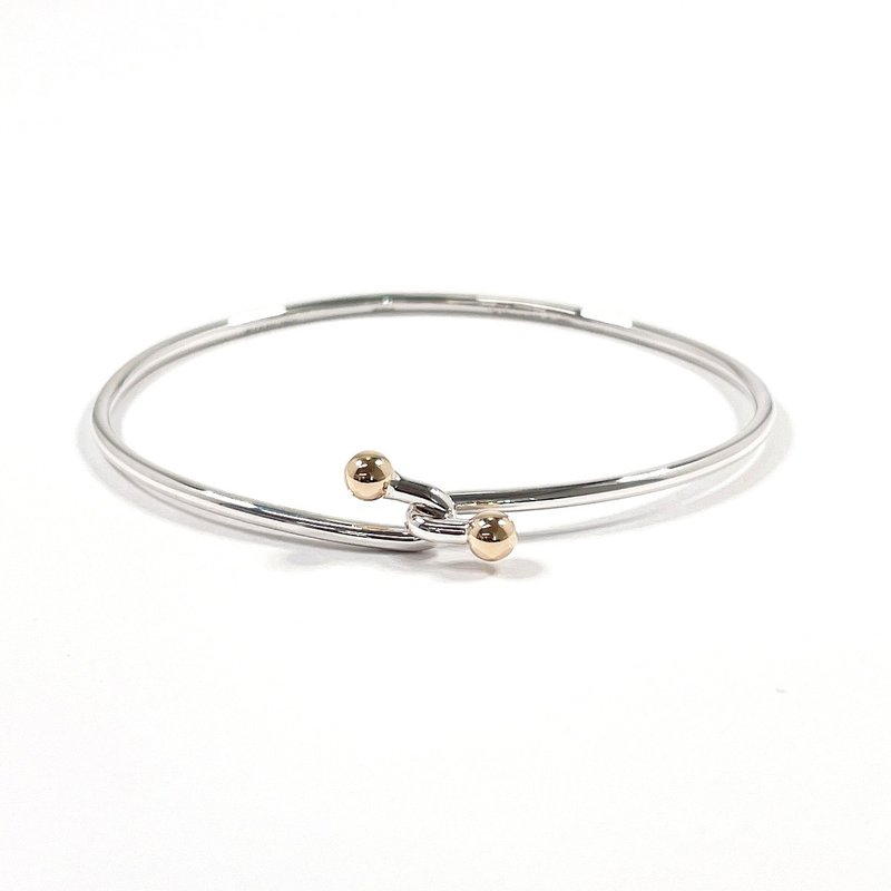 【日本直送 中古美品】ティファニー TIFFANY&Co. バングル ブレスレット フック&アイ ラブノット スターリングシルバー/K18 - 手鍊/手環 - 純銀 銀色