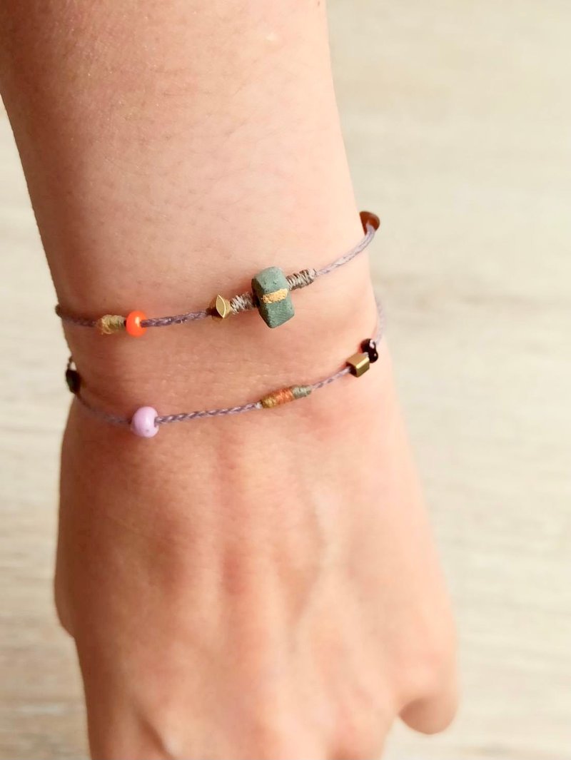 Hand-Braided Double-Wrap South American Waxed Cord Bracelet (Available in Two Colors) - Bracelets - Pottery Multicolor