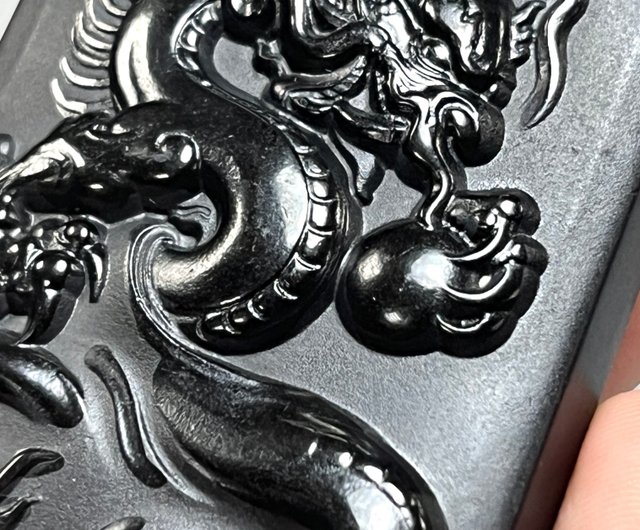 新疆のホータン墨玉レリーフ龍板 - ショップ Xena Jade Jewelry