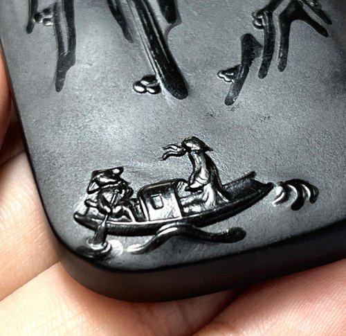 新疆のホータン墨玉レリーフ龍板 - ショップ Xena Jade Jewelry