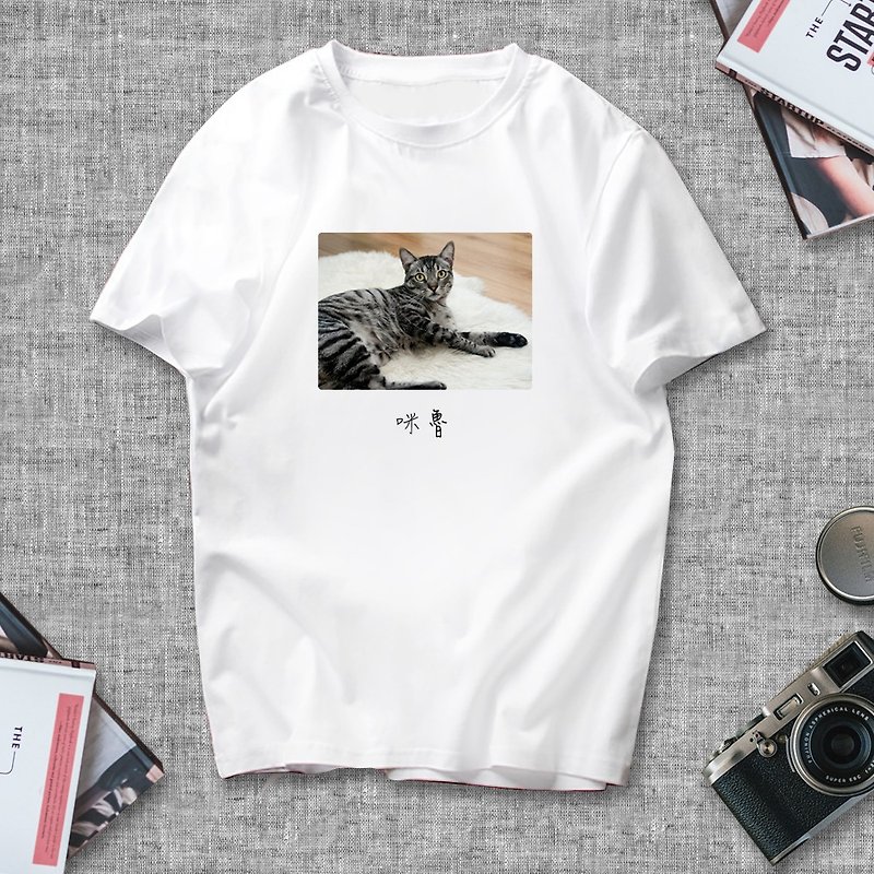 あなたの写真を印刷するためのカスタマイズされた写真の半袖Tシャツ - トップス ユニセックス - コットン・麻 ホワイト