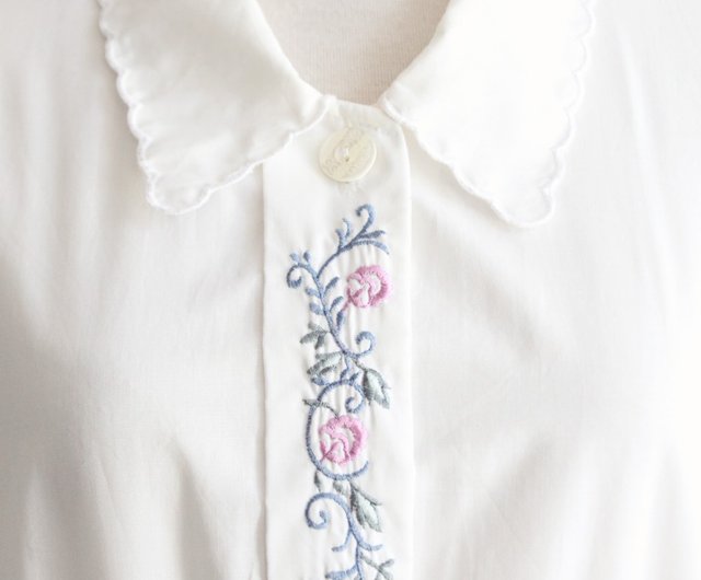 American Made Flower Embroidered Loose Cotton Remake Short Sleeve