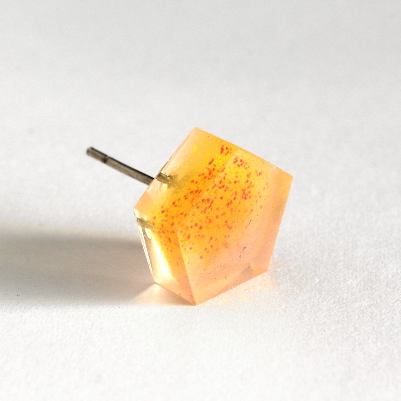 Honey Moon / Resin Earrings - Single Stud - Earrings & Clip-ons - Resin Orange