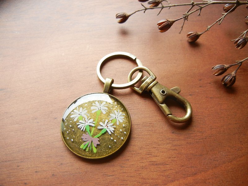 *coucoubird*hand-painted bouquet pendant - Keychains - Other Metals Brown