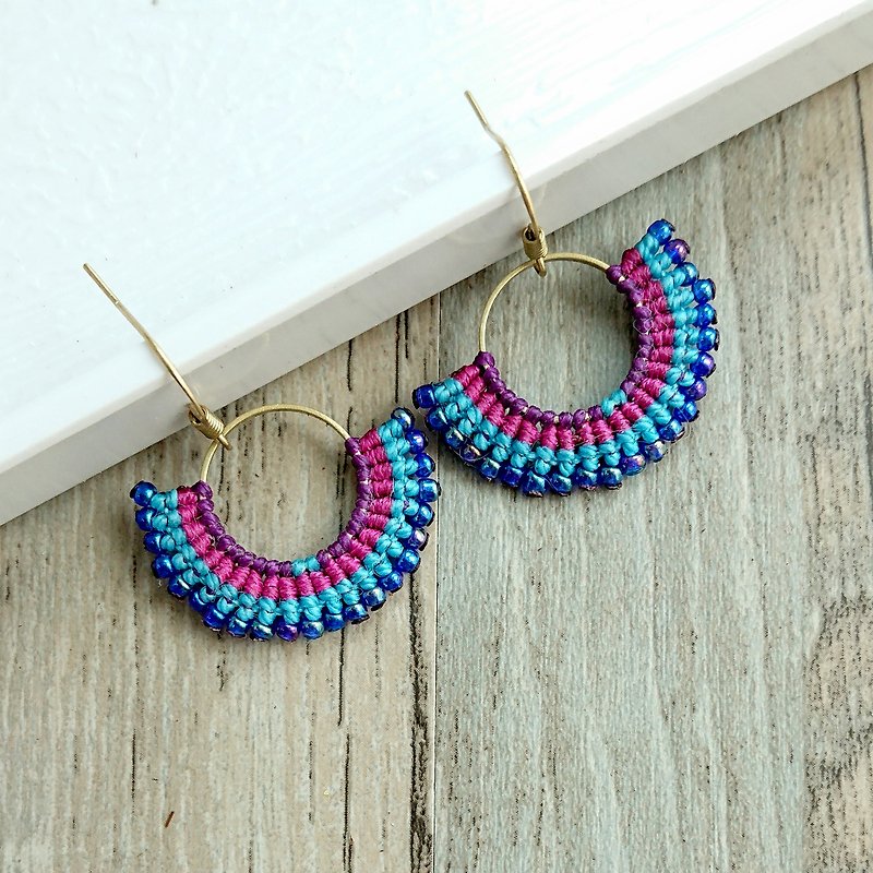 Misssheep - A97 macrame earrings with japanese beads - Earrings & Clip-ons - Other Materials Purple
