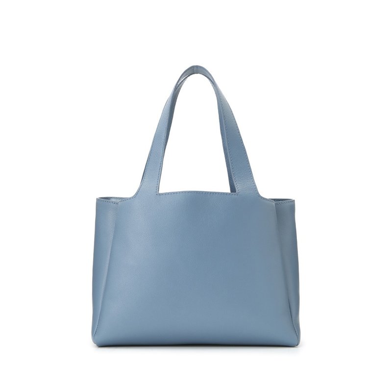 Sou Tote Bag-Mist Gray Blue - กระเป๋าแมสเซนเจอร์ - หนังแท้ สีน้ำเงิน