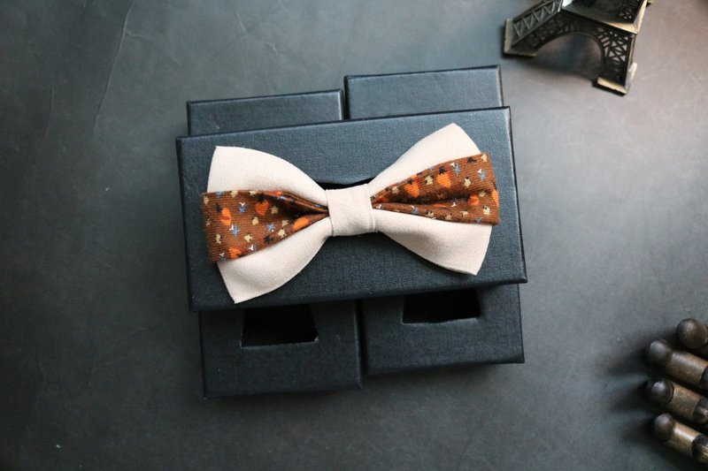 Apricot-coloured stitching tie light-coloured tie with a hundred-tied bow - Bow Ties & Ascots - Cotton & Hemp Khaki