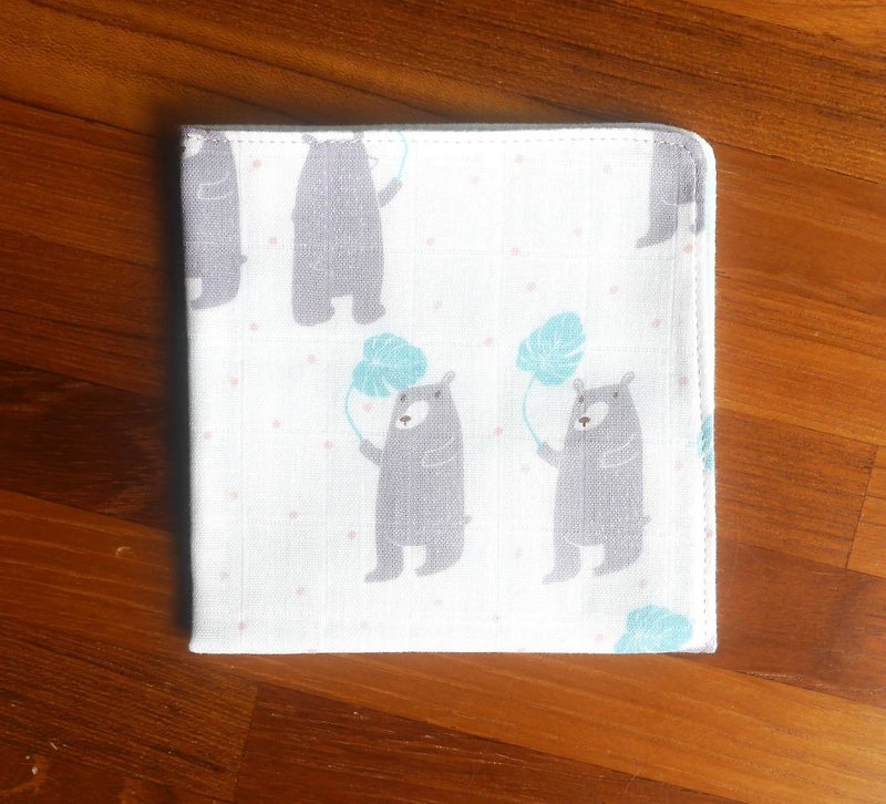 Korean double yarn handkerchief = grizzly bear - ผ้าเช็ดหน้า - ผ้าฝ้าย/ผ้าลินิน 
